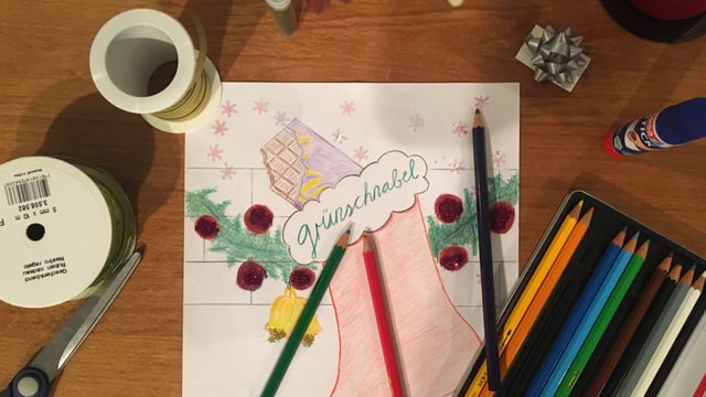 Bild Weihnachtssocke Grünschnabel Bild Weihnachtssocke Grünschnabel
