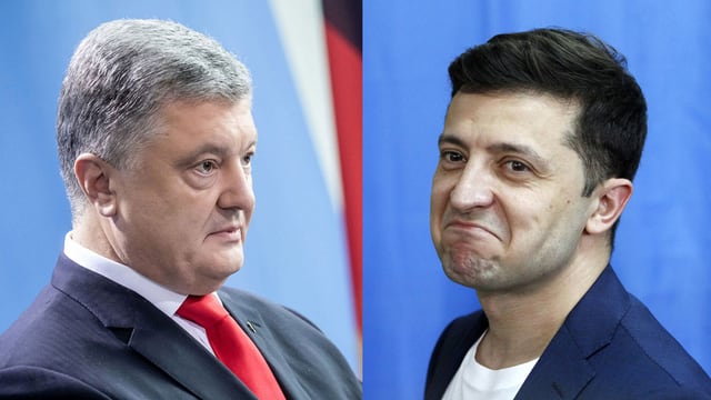 Petro Poroschenko und Wolodymyr Selenski. Petro Poroschenko und Wolodymyr Selenski.