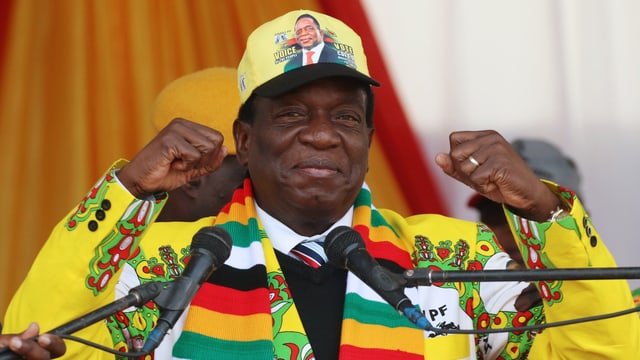 Emmerson Mnangagwa bei einem Wahlkampfauftritt. Emmerson Mnangagwa bei einem Wahlkampfauftritt.
