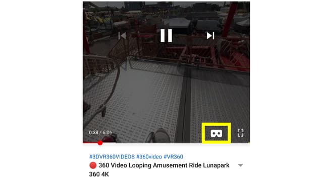 Ein VR-Brillen-Video in der Youtube-App Ein VR-Brillen-Video in der Youtube-App