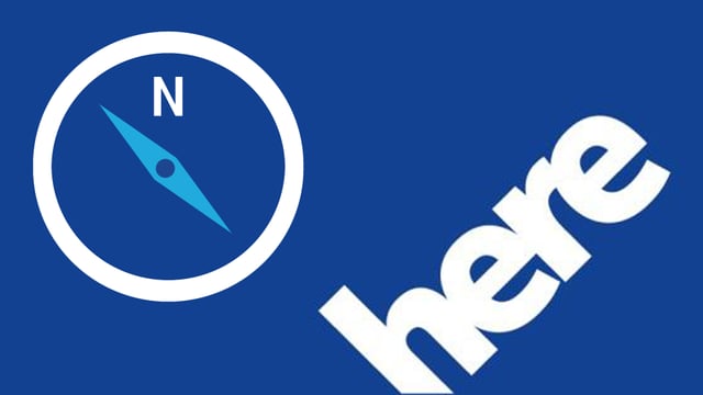 Zwei Logos aus Nokias Kartendienst «Here». Zwei Logos aus Nokias Kartendienst «Here».