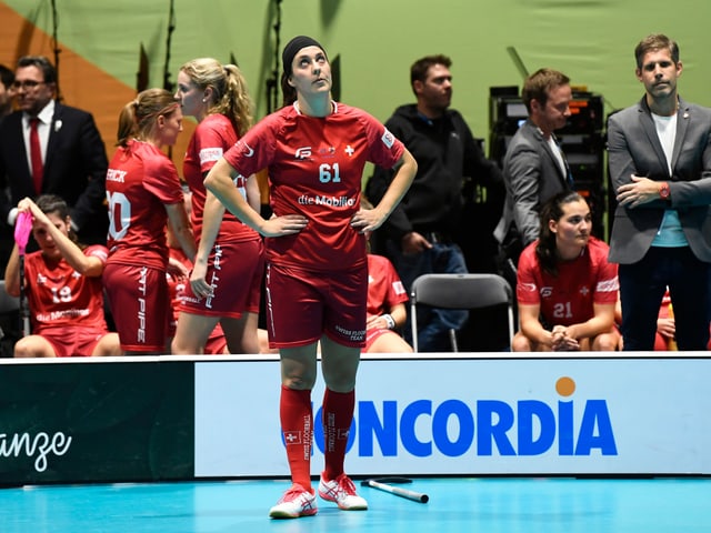 Katrin Zwinggi bei ihrem letzten Spiel für die Schweizer Unihockey-Nationalmannschaft (WM-Final gegen Schweden). Katrin Zwinggi bei ihrem letzten Spiel für die Schweizer Unihockey-Nationalmannschaft (WM-Final gegen Schweden).