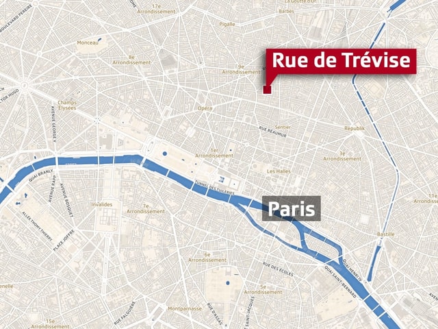 Die Explosion ereignete sich in der französischen Hauptstadt in der Nähe der Rue de Trévise. Die Explosion ereignete sich in der französischen Hauptstadt in der Nähe der Rue de Trévise.