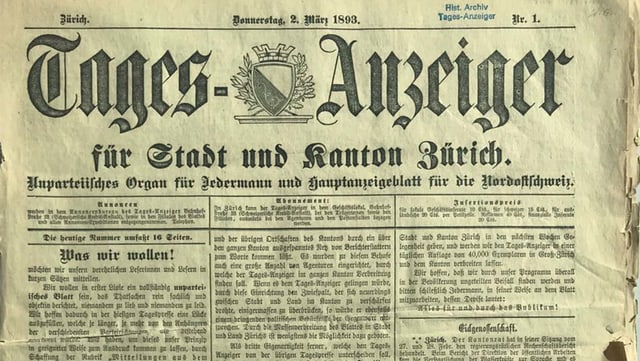 Die Erstausgabe des Tagesanzeigers. Die Erstausgabe des Tagesanzeigers.