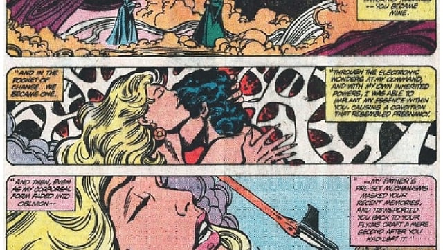 Ein Comicsteifen: Nahaufnahme einer Frau in Ekstase. Ein Comicsteifen: Nahaufnahme einer Frau in Ekstase.