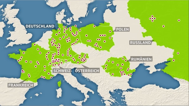 Europakarte mit den Standorten der Firma Transgourmet. Europakarte mit den Standorten der Firma Transgourmet.