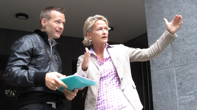 Die Parteipräsidenten in der Diskussion über die Zukunft der ZHB: Marco Müller (Grüne) und Andrea Gmür (CVP). Die Parteipräsidenten in der Diskussion über die Zukunft der ZHB: Marco Müller (Grüne) und Andrea Gmür (CVP).