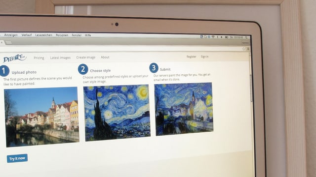 Ein Screenshot der Webseite «DeepArt». Ein Screenshot der Webseite «DeepArt».