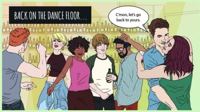 Die Szene auf der Party. Die Szene auf der Party.