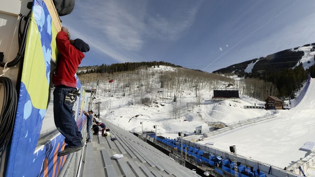 Arbeiten im Zielstadion von Beaver Creek. Arbeiten im Zielstadion von Beaver Creek.