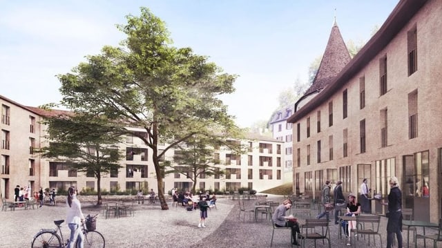 Visualisierung des umgenutzten Sennhof-Areals in Chur. Visualisierung des umgenutzten Sennhof-Areals in Chur.