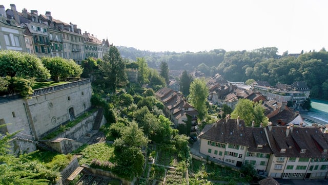 Blick von der Münsterplattform auf das Mattequartier in Bern, Blick von der Münsterplattform auf das Mattequartier in Bern,