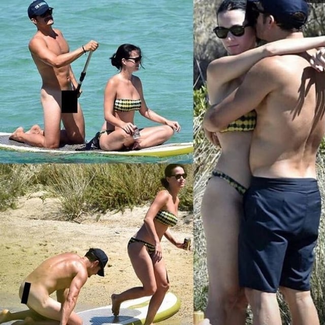 Orlando Bloom paddelt auf einem Surfboard splitternackt im Mittelmeer herum Orlando Bloom paddelt auf einem Surfboard splitternackt im Mittelmeer herum