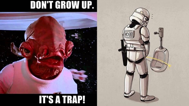 Liebevoll, bissig und mit viel bösem Humor wird Star Wars auch gerne für Witze missbraucht. Liebevoll, bissig und mit viel bösem Humor wird Star Wars auch gerne für Witze missbraucht.