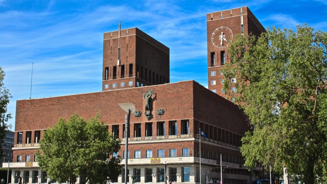 Blick auf das Rathaus von Oslo. Blick auf das Rathaus von Oslo.