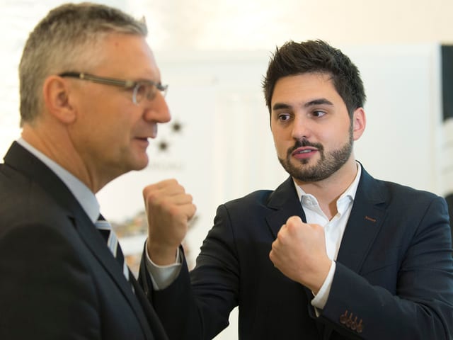Andreas Glarner mit seinem neuen Nationalratskollegen Cédric Wermuth Andreas Glarner mit seinem neuen Nationalratskollegen Cédric Wermuth
