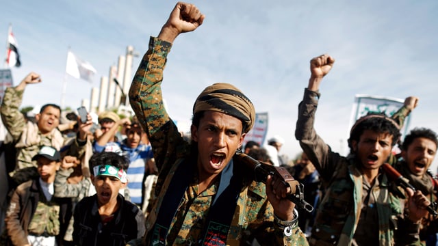 Im Bild: Unterstützer der Houthi Im Bild: Unterstützer der Houthi