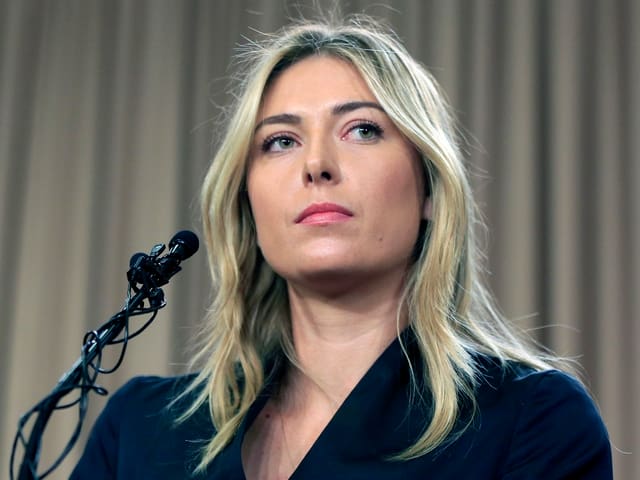 Maria Scharapowa an einer Medienkonferenz. Maria Scharapowa an einer Medienkonferenz.