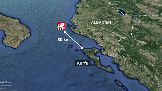 Karte mit dem Ort der Fähre. Karte mit dem Ort der Fähre.