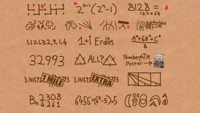 Screenshot der Website numberphile.com. Packpapier mit Symbolen drauf. Screenshot der Website numberphile.com. Packpapier mit Symbolen drauf.