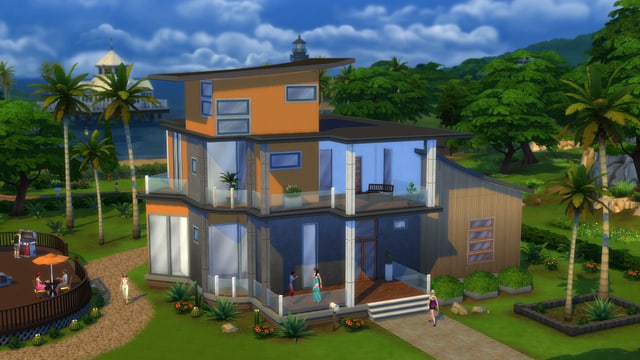 Ein dreistöckiges Sim-Haus. Ein dreistöckiges Sim-Haus.