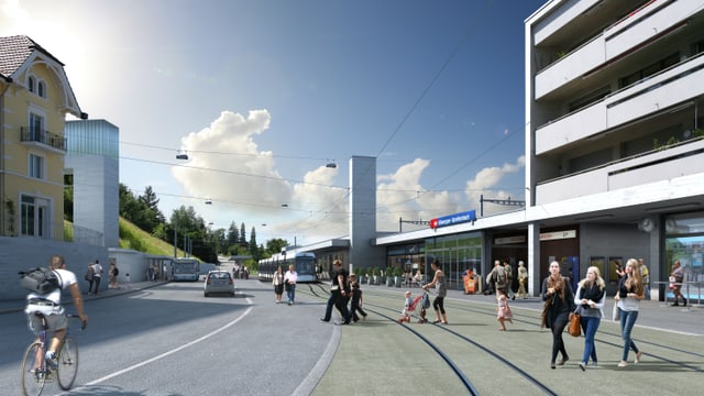 Visualisierung der Limmattalbahn beim Bahnhof Killwangen. Visualisierung der Limmattalbahn beim Bahnhof Killwangen.