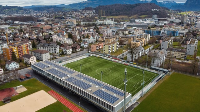 Das neue Stadion des SCK aus der Luft. Keine Leute sind zu sehen. Das neue Stadion des SCK aus der Luft. Keine Leute sind zu sehen.