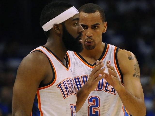 James Harden und Thabo Sefolosha. James Harden und Thabo Sefolosha.