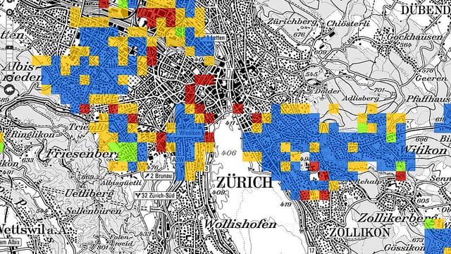 Karten-Ausschnitt von Zürich.