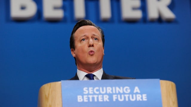Premier Cameron auf dem Tory-Parteitag in Birmingham. Premier Cameron auf dem Tory-Parteitag in Birmingham.