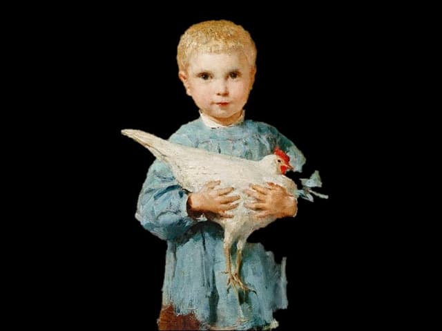 Das Gemälde «Maurice mit Huhn» - ein etwa 4-Jähriger mit einem Huhn auf den Armen Das Gemälde «Maurice mit Huhn» - ein etwa 4-Jähriger mit einem Huhn auf den Armen