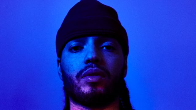 Blaue/rotes Portrait des Rappers Dawill Blaue/rotes Portrait des Rappers Dawill