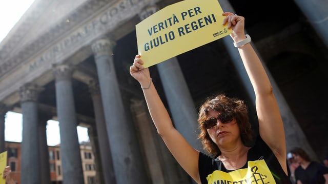Aktivistin fordert Aufklärung im Fall Regeni. Aktivistin fordert Aufklärung im Fall Regeni.