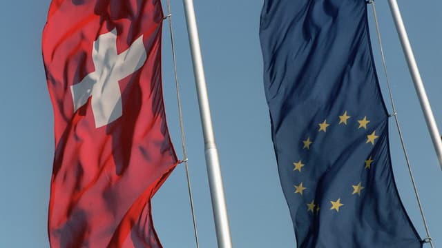 Flaggen der Schweiz und der EU Flaggen der Schweiz und der EU