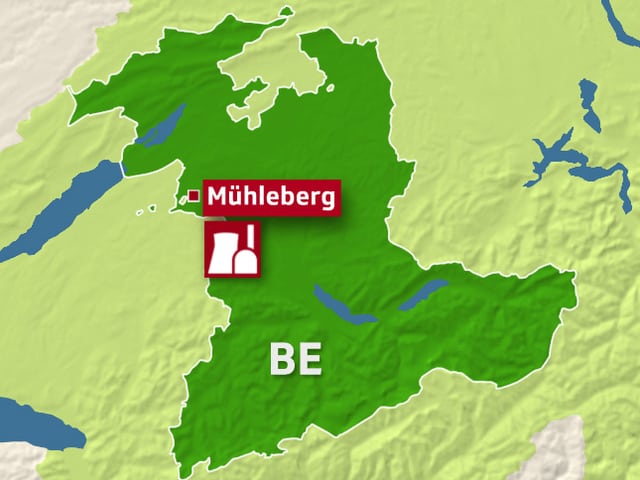 Karte Kanton Bern mit AKW Mühleberg Karte Kanton Bern mit AKW Mühleberg