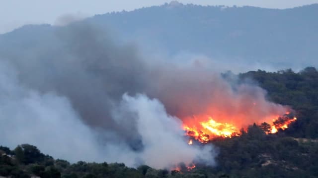 Ein Feuer zerstört den Wald in der Provinz Tarragona. Ein Feuer zerstört den Wald in der Provinz Tarragona.