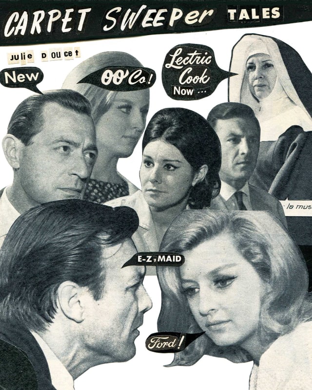 Collage mit Köpfen und Sprechblasen Collage mit Köpfen und Sprechblasen