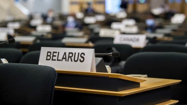 Vor der Eröffnung: Belarus' Sitz im Menschenrechtsrat. Vor der Eröffnung: Belarus' Sitz im Menschenrechtsrat.