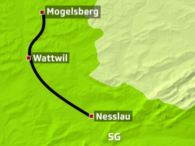 Kartenausschnitt Toggenburg. Kartenausschnitt Toggenburg.