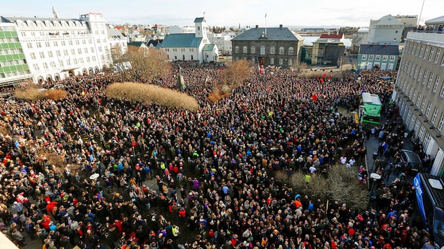 Demonstranten in Reykjavik