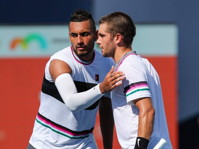 Nick Kyrgios und Borna Coric. Nick Kyrgios und Borna Coric.