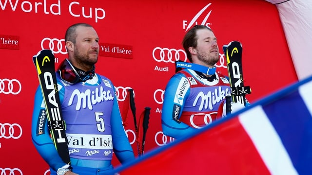 Svindal und Jansrud auf dem Podest. Svindal und Jansrud auf dem Podest.
