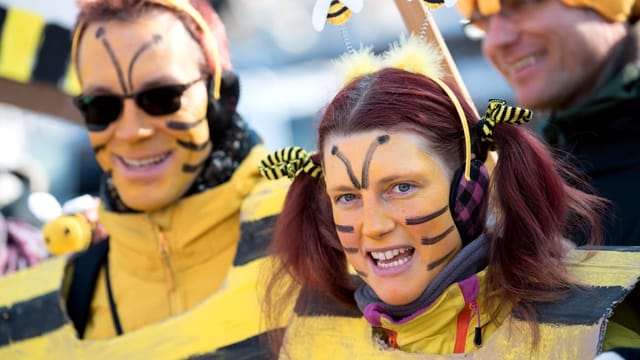 Demonstranten als Bienen verkleidet Demonstranten als Bienen verkleidet
