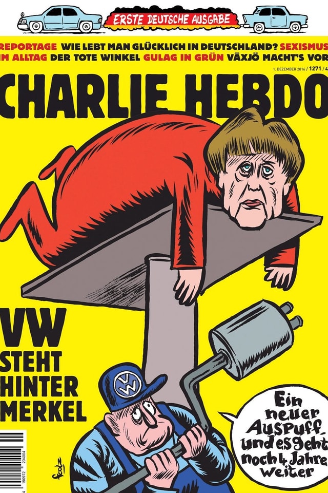 Ein Bild der ersten deutschen Ausgabe von «Charlie Hebdo». Ein Bild der ersten deutschen Ausgabe von «Charlie Hebdo».