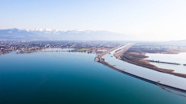 Luftaufnahme der Bodenseemündung Luftaufnahme der Bodenseemündung