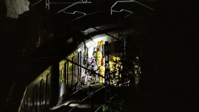 Rettungsteams an kollidierten Zügen. Rettungsteams an kollidierten Zügen.