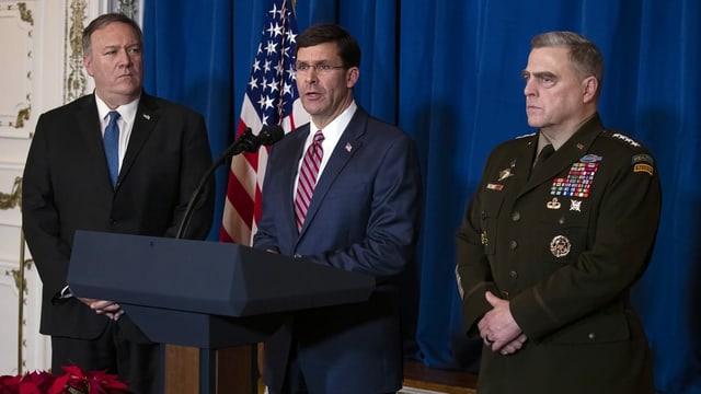 Verteidigungsminister Mark Esper am Rednerpult. Verteidigungsminister Mark Esper am Rednerpult.