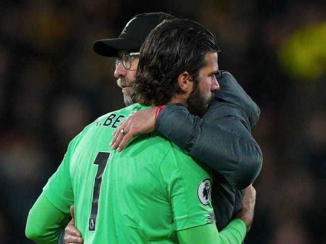Alisson Becker (hier mit Trainer Jürgen Klopp). Alisson Becker (hier mit Trainer Jürgen Klopp).