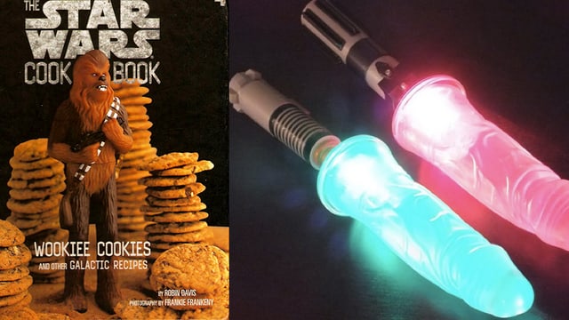 Ein plumpes wie offensichtliches Wortspiel. Immerhin: die Star Wars-Dildos leuchten farbenfroh. Ein plumpes wie offensichtliches Wortspiel. Immerhin: die Star Wars-Dildos leuchten farbenfroh.