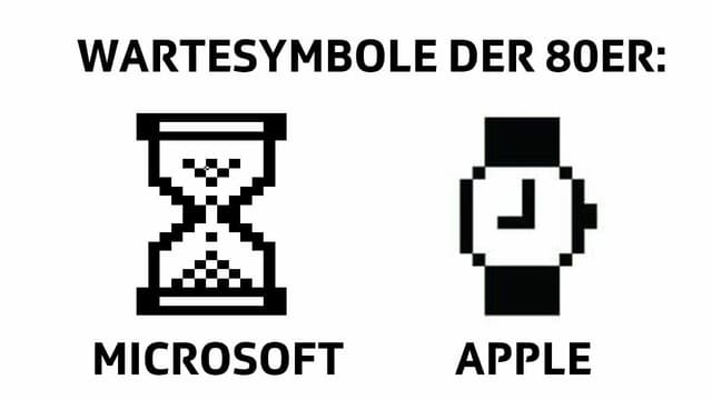 Die Sanduhr von Microsoft und die Armbanduhr von Apple. Die Sanduhr von Microsoft und die Armbanduhr von Apple.
